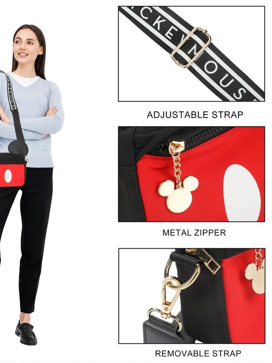 Disney Mickey Mouse Ears and Shorts Black Crossbody Purse - Picture 5 of 6